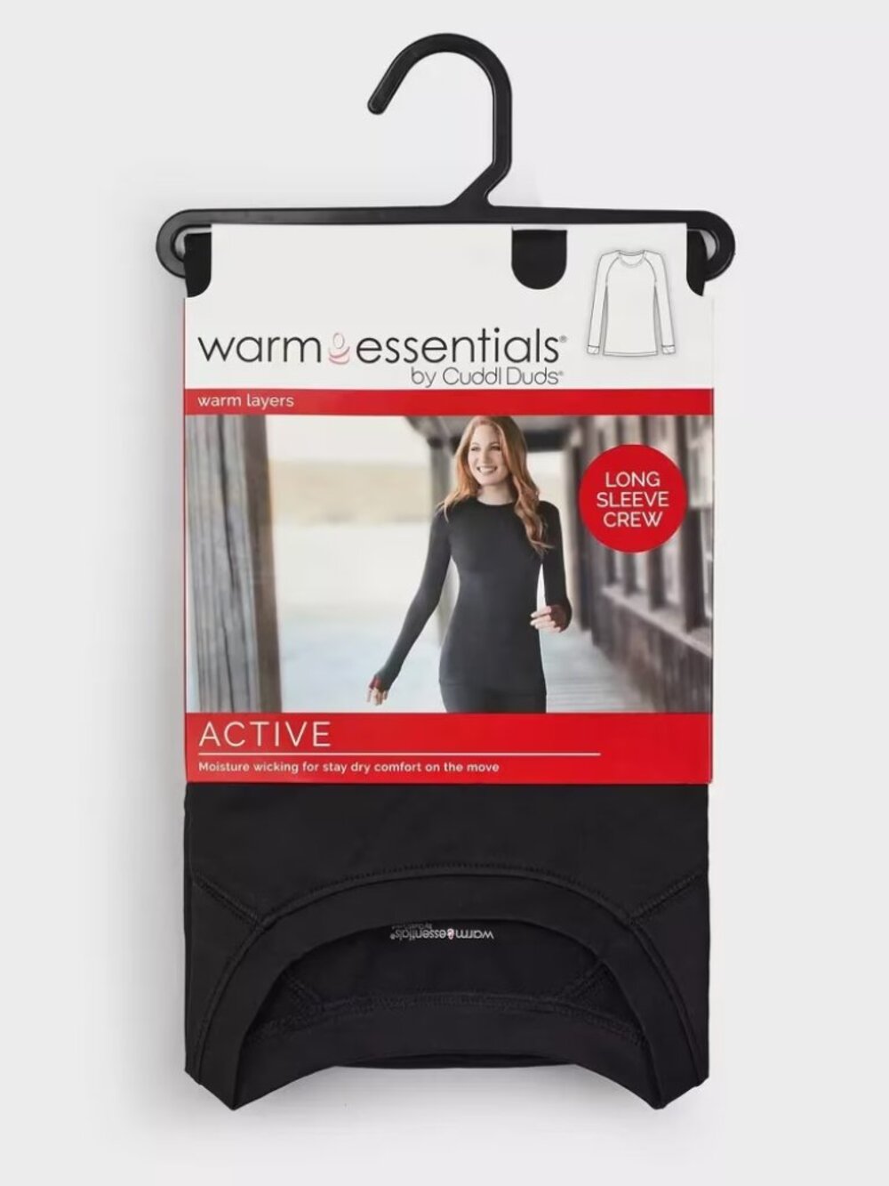Cuddl Duds Warm Essentials Women's Thermal Top Small Black Long Sleeve Crew